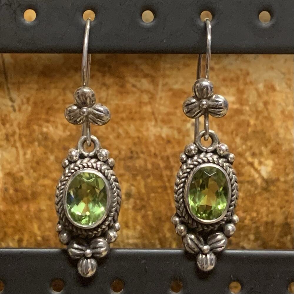 Sterling Silver and Peridot Dangle/Drop Earrings by BA Made in Indonesia